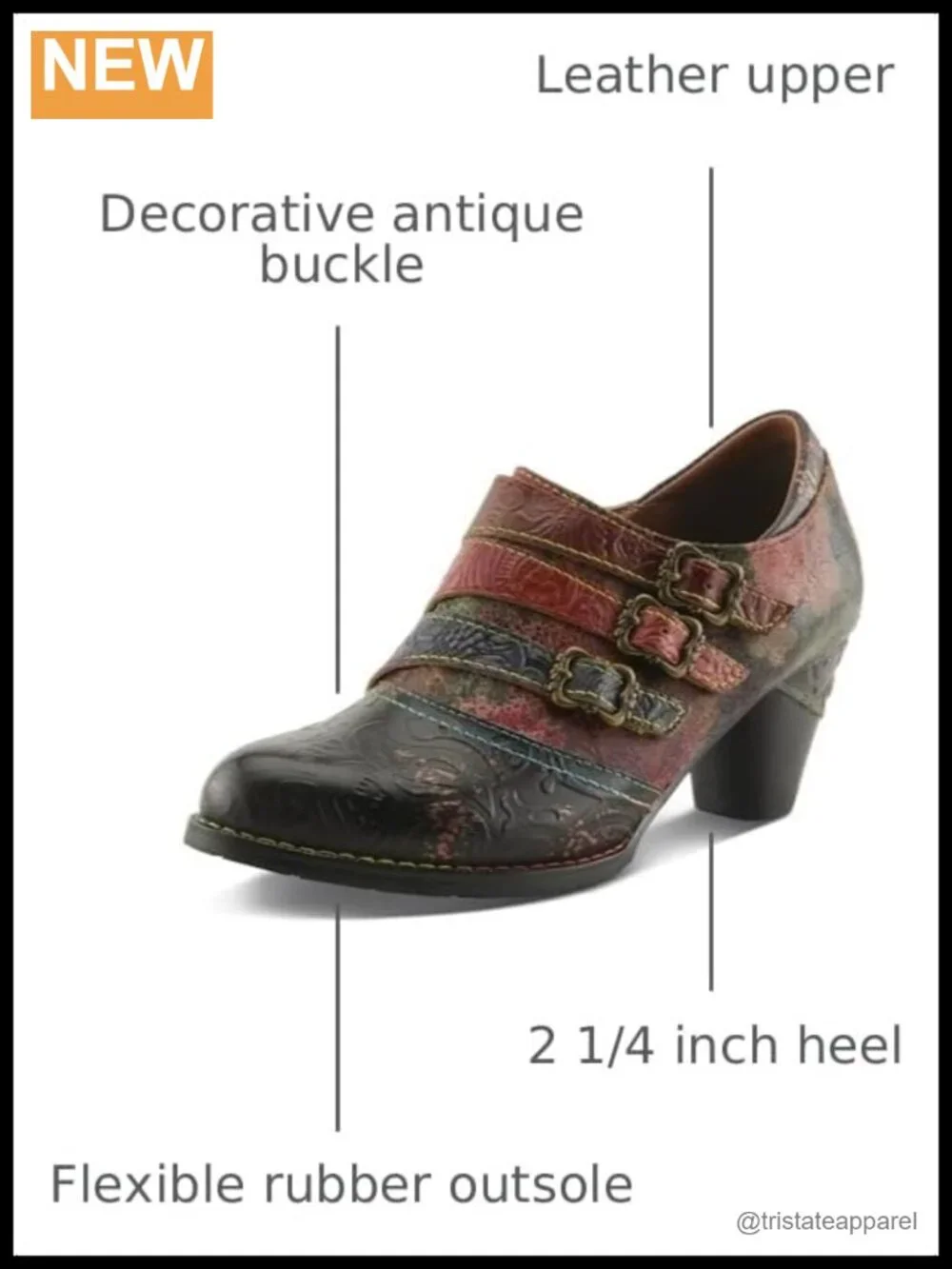 Women's Hand Painted Leather Ankle Booties with Buckle Zipper